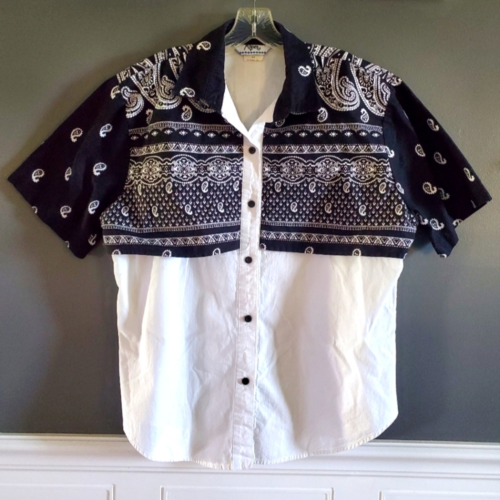 ROPER Vtg Paisley Bandana Print Overlay Button Down 40